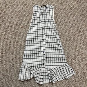 Zara tweed plaid style button down drop waist dress